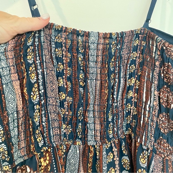 Xhilaration Y2K 90s Navy Blue Print Corset Boho maxi‎ dress - Picture 7 of 11